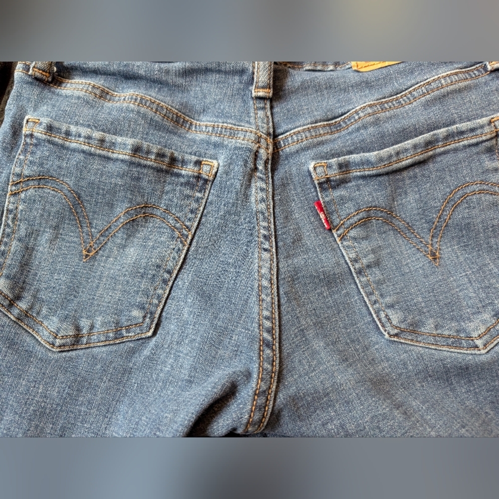Levi's Blue Distressed Jean Shorts - Picture 3 of 6